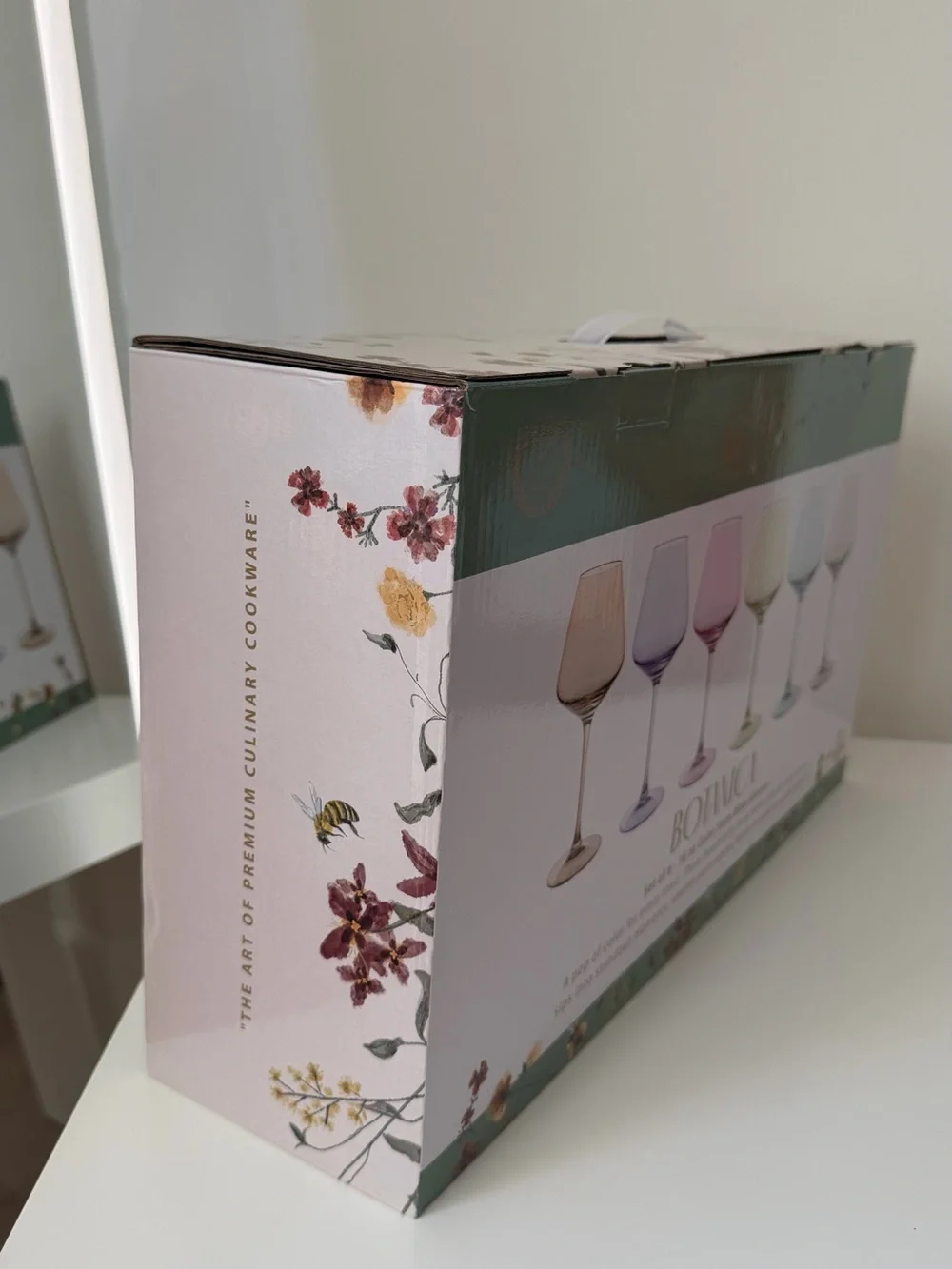 Bel Fer Botanica Set of 6 Colored Wine Glasses LAST ONE